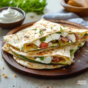 Mini Piadina, Courgette, Feta, Olive