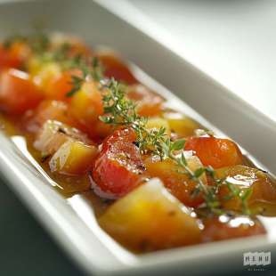 Recette Entrée : Tomates Confites au Gingembre frais et Thym