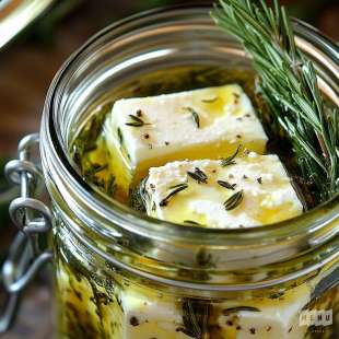 Feta Marinée aux Herbes en Bocal