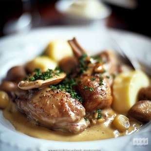 Recette Plat : Lapin à la Crème de Moutarde et aux Champignons
