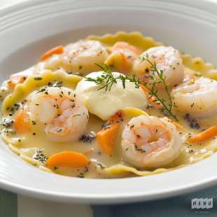 Ravioles de Saint-Jacques et de Crevettes