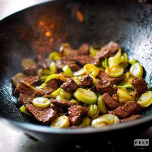 Sauté de Boeuf aux Poireaux en Wok