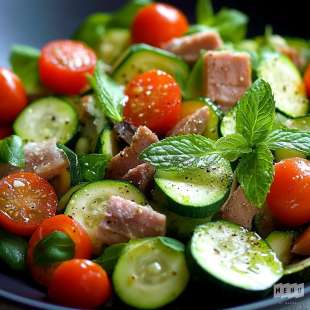Salade de Courgettes à la Menthe, Thon et Tomates Cerises