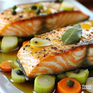 Pavés de Saumon aux Légumes Croquants