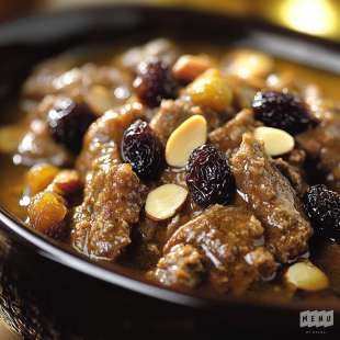 Tajine d'Agneau aux Amandes et Raisins Secs