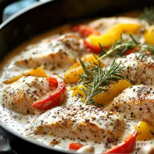 Sauté de Volaille à la Crème de Poivrons