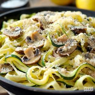 Tagliatelles de Courgettes aux Champignons et Parmesan