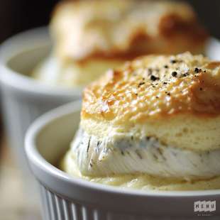 Soufflé au Roquefort Papillon et Filets de Maquereaux