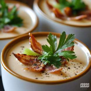 Velouté de Châtaignes et Pétales de Bacon Grillé