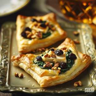 Petits Chausson à la Fourme d'Ambert, aux Épinards et aux Fruits Secs