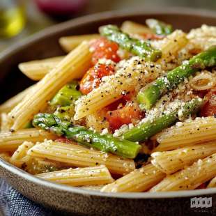 Penne Rigate sans Gluten aux Asperges et Pecorino