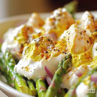 Salade d'Asperges au Haddock et Chantilly au Curcuma