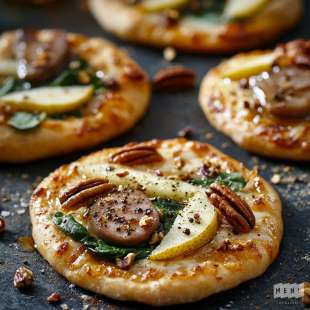 Recette Apéritif : Mini-Pizzas aux Poires, au Fenouil et au Magret Séché