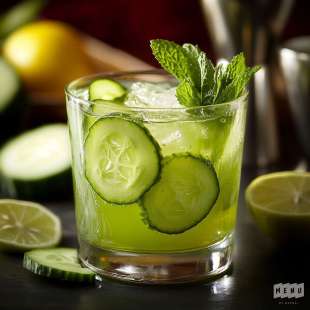 Recette Boisson alcoolisée : Cocktail Vert Soleil au Gin, Menthe Concombre et Citron