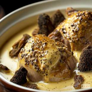 Pintade à la Moutarde et aux Morilles