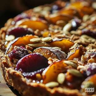 Tarte aux Prunes, Fruits Secs, Graines de Courge et Spéculoos