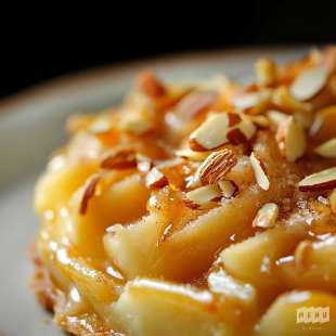 Tarte Gourmande aux Pommes, Pâte D’Amandes et Amandes Caramélisées