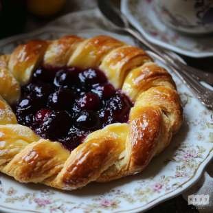 Tarte Tressée à la Ricotta, Confiture de Cerises et Griottes
