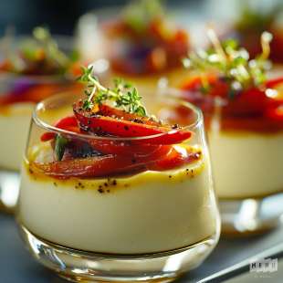 Panna Cotta de Chèvre et sa Poêlée de Poivrons