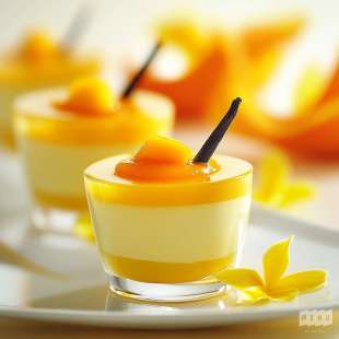 Panna Cotta Vanille, Coulis Mangue