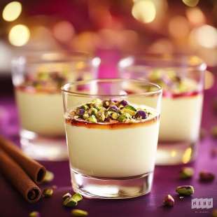 Panna Cotta Vanille, Sirop de Rose et Éclats de Pistaches