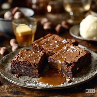 Brownies aux Noisettes, Sauce Caramel et Beurre Salé
