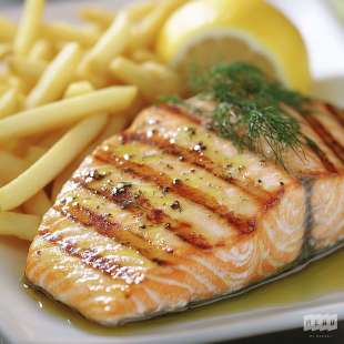 Pavé de Saumon Grillé, Frites (Surgelées)