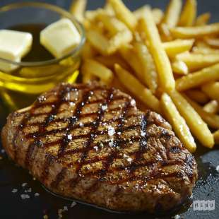 Pavé de Rumsteak Grillé, Frites (Surgelées)