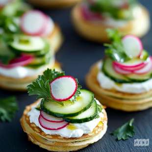 Recette Apéritif : Mini Blinis au Concombre et Radis