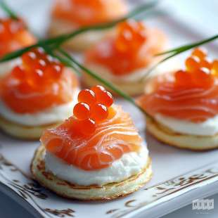 Mini Blinis au Saumon et Oeufs de Truite