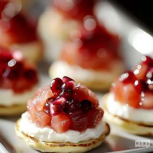 Mini Blinis au Tartare de Dorade et Grenade