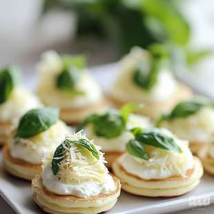 Mini Blinis à la Mozzarella et Basilic