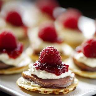 Mini Blinis au Magret Fumé et Framboise