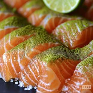 Saumon Gravlax au Thé Matcha et Citron Vert (Préparation 1 Kg)