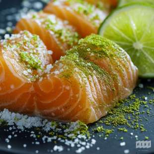 Saumon Gravlax au Thé Matcha et Citron Vert