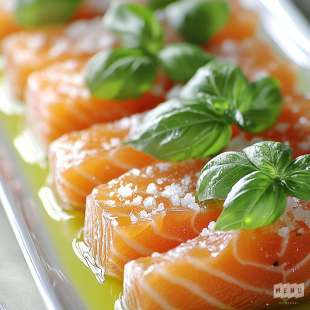 Saumon Gravlax au Basilic et Huile d'Olive