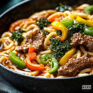 Nouilles Udon Boeuf aux Poivrons
