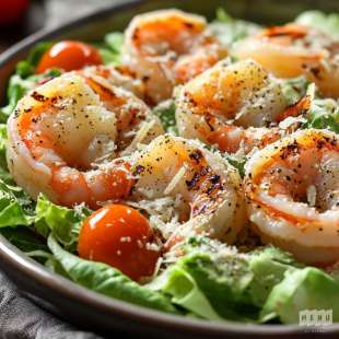 Salade César aux Crevettes Vinaigrette Orange
