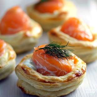Recette Apéritif : Mini Feuilleté au Saumon et Aneth
