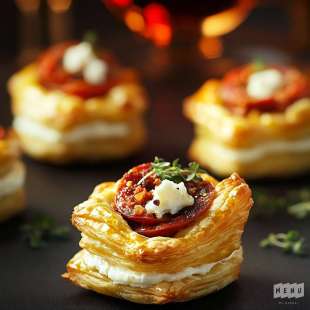 Recette Apéritif : Mini Feuilleté au Chorizo ​​et Fromage de Chèvre