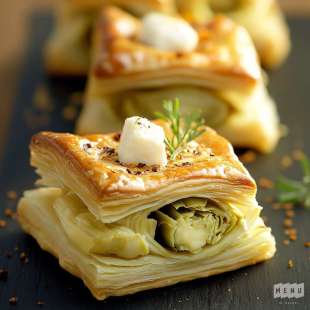 Recette Apéritif : Mini Feuilleté aux Artichauts et Fromage de Brebis