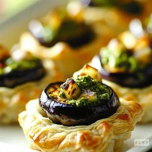 Recette Apéritif : Mini Feuilleté aux Aubergines et Pesto