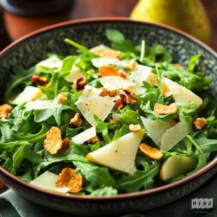 Salade de Roquette, Parmesan et Poire Vinaigrette  Cidre