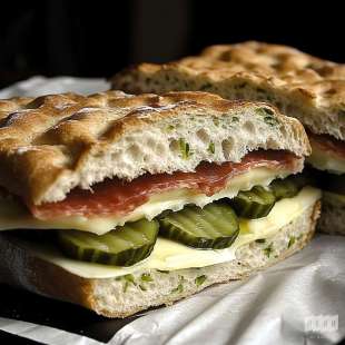 Sandwich Pain Polaire au Fromage à Raclette et Cornichons