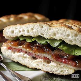 Sandwich Pain Polaire au Bacon et Oignons Caramélisés