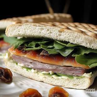 Sandwich Pain Polaire au Canard Fumé et Abricots Secs