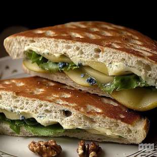 Sandwich Pain Polaire au Fromage Bleu et Poires