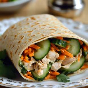 Wrap au Poulet Thaï, Concombre et Carottes