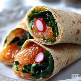 Wrap au Saumon Fumé, Épinards et Radis