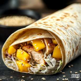 Wrap au Poulet Teriyaki, Chou Blanc et Mangue